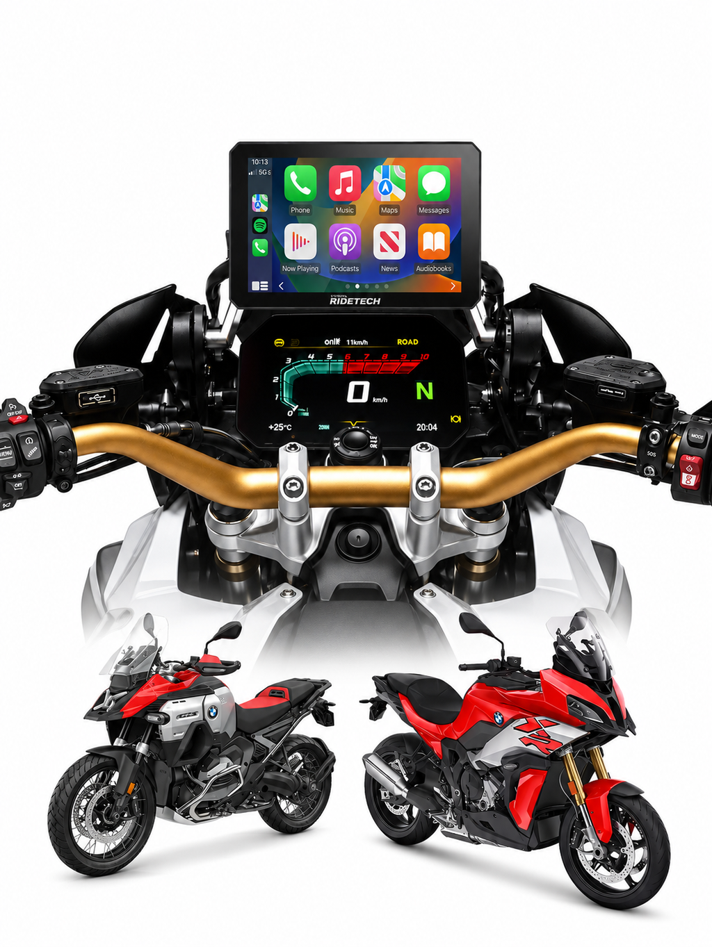 Kraft 7 - Grand Écran CarPlay 7 Pouces pour Motos BMW, CarPlay et Android Auto, Plug & Play